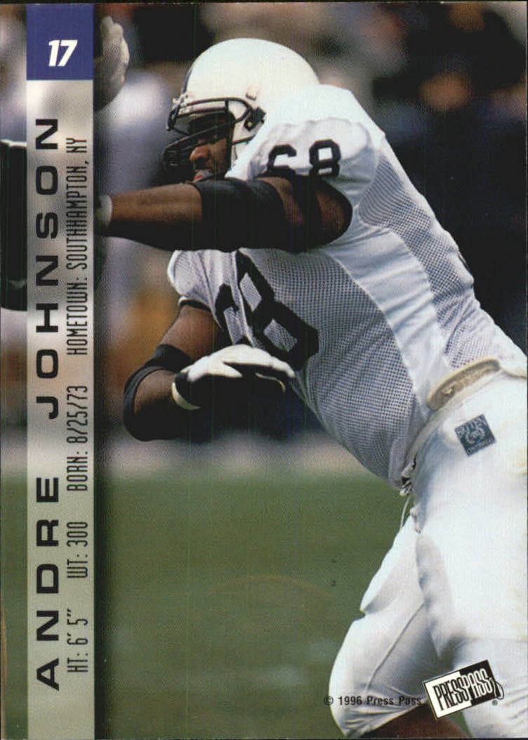 1996 Press Pass Paydirt #17 Andre Johnson back image