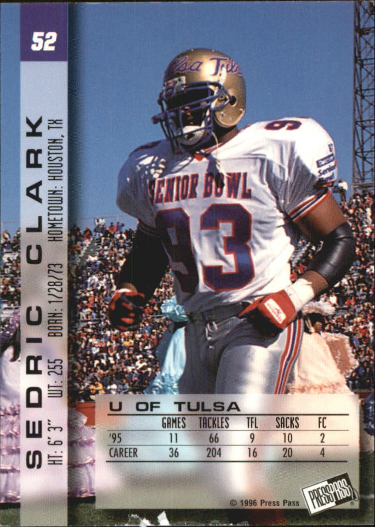 1996 Press Pass Paydirt #52 Sedric Clark back image