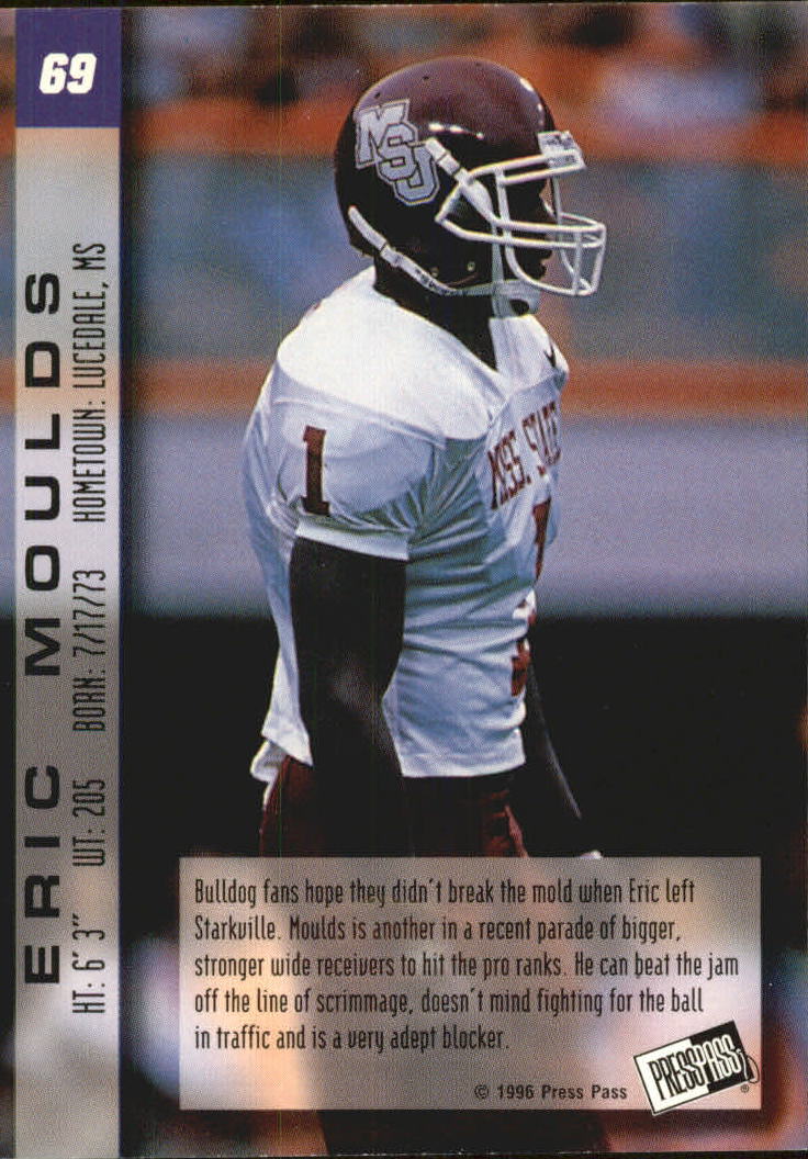 1996 Press Pass Paydirt #69 Eric Moulds back image
