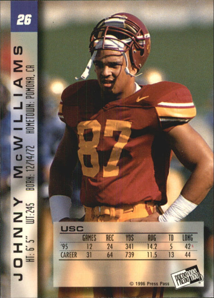 1996 Press Pass Paydirt Red #26 Johnny McWilliams back image