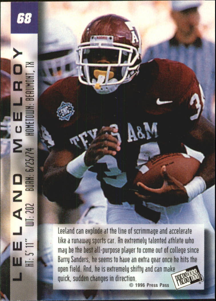 1996 Press Pass Paydirt Red #68 Leeland McElroy back image