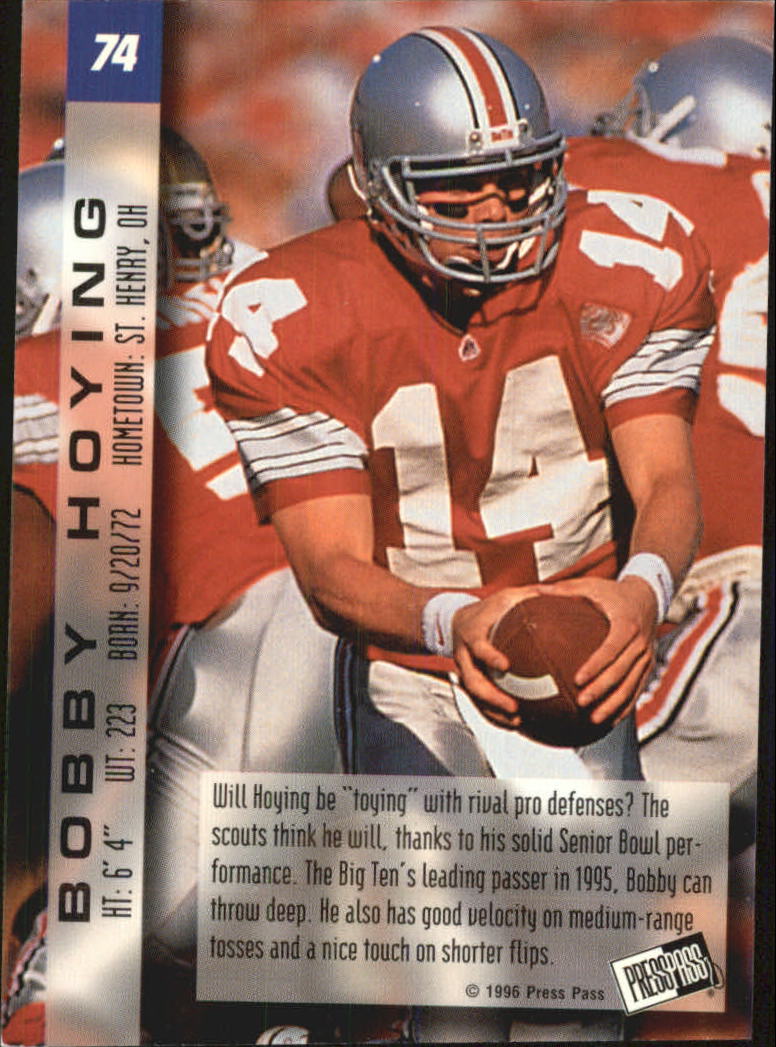 1996 Press Pass Paydirt Red #74 Bobby Hoying back image