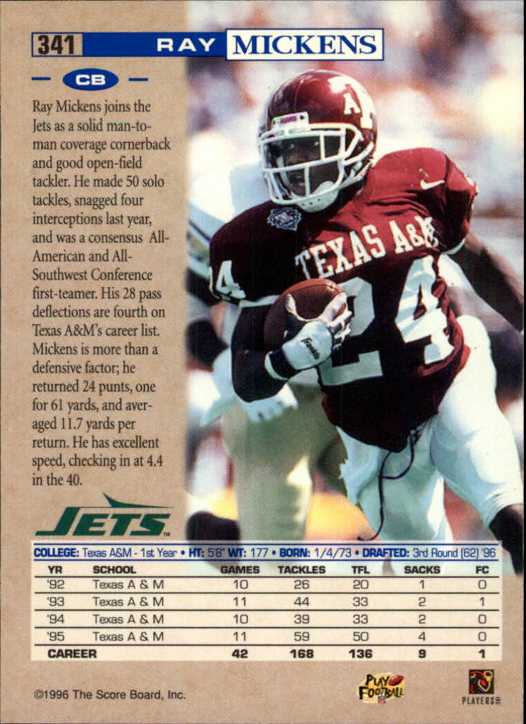 1996 Pro Line #341 Ray Mickens RC back image