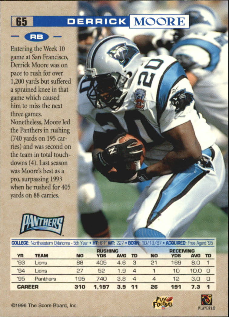 1996 Pro Line National #65 Derrick Moore back image