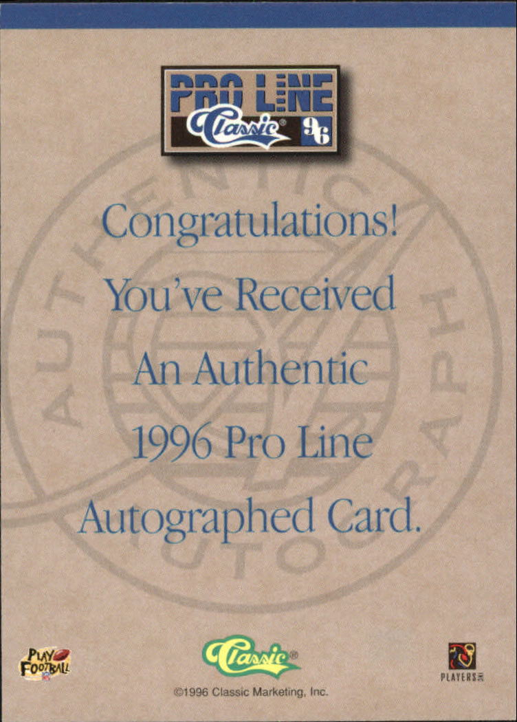 1996 Pro Line Autographs Blue #32 Andre Johnson back image