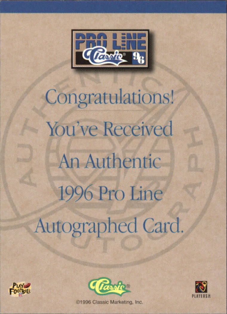 1996 Pro Line Autographs Blue #44 Keenan McCardell back image