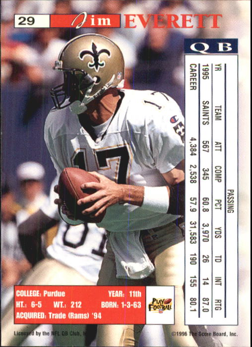 1996 Pro Line Intense #29 Jim Everett back image