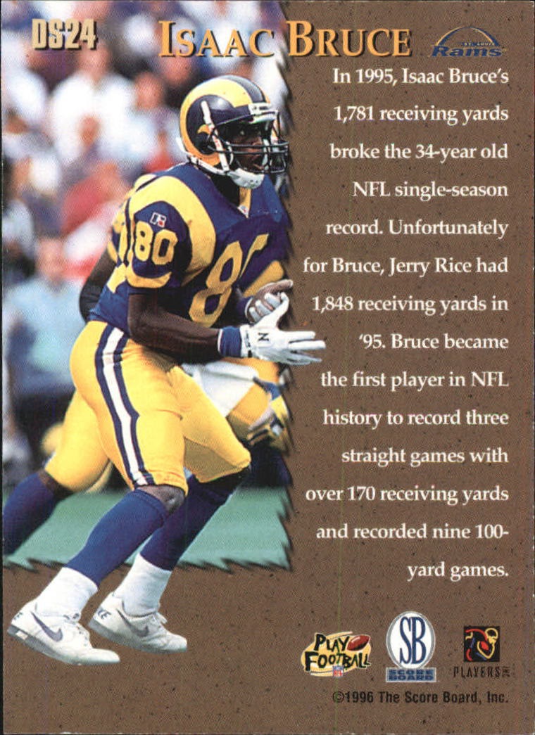 1996 Pro Line Memorabilia Stretch Drive #DS24 Isaac Bruce back image