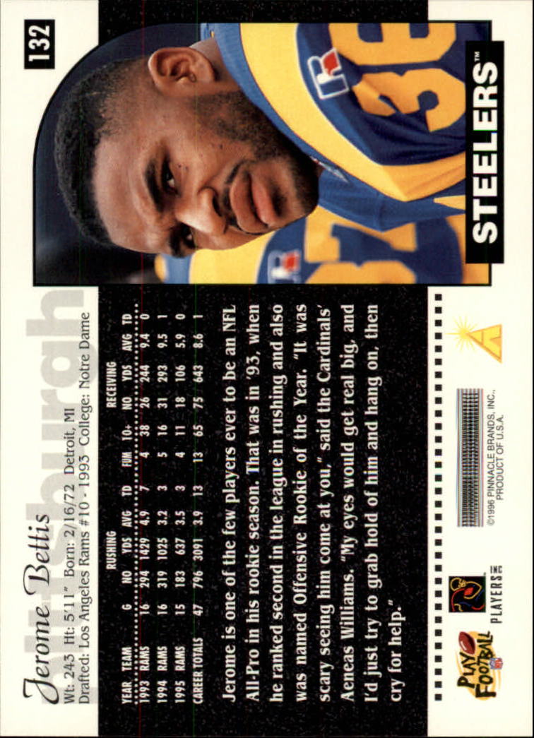 1996 Score #132 Jerome Bettis back image