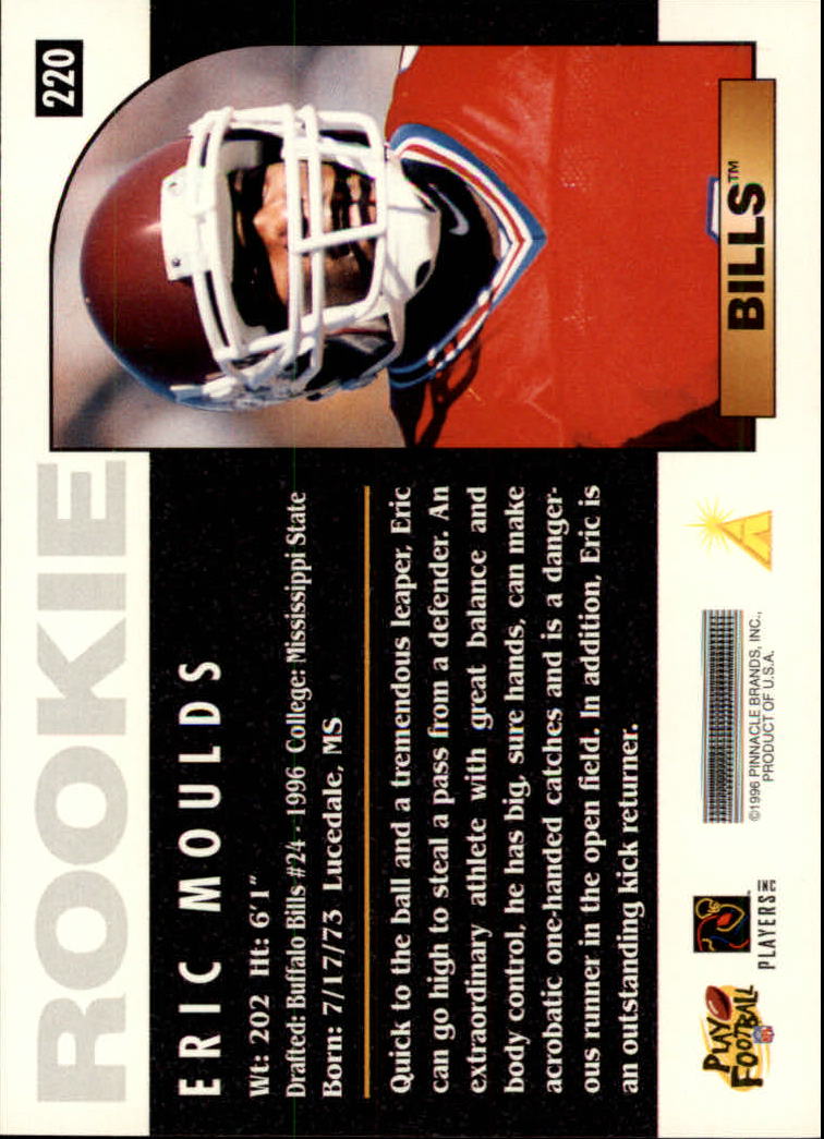 1996 Score #220 Eric Moulds RC back image