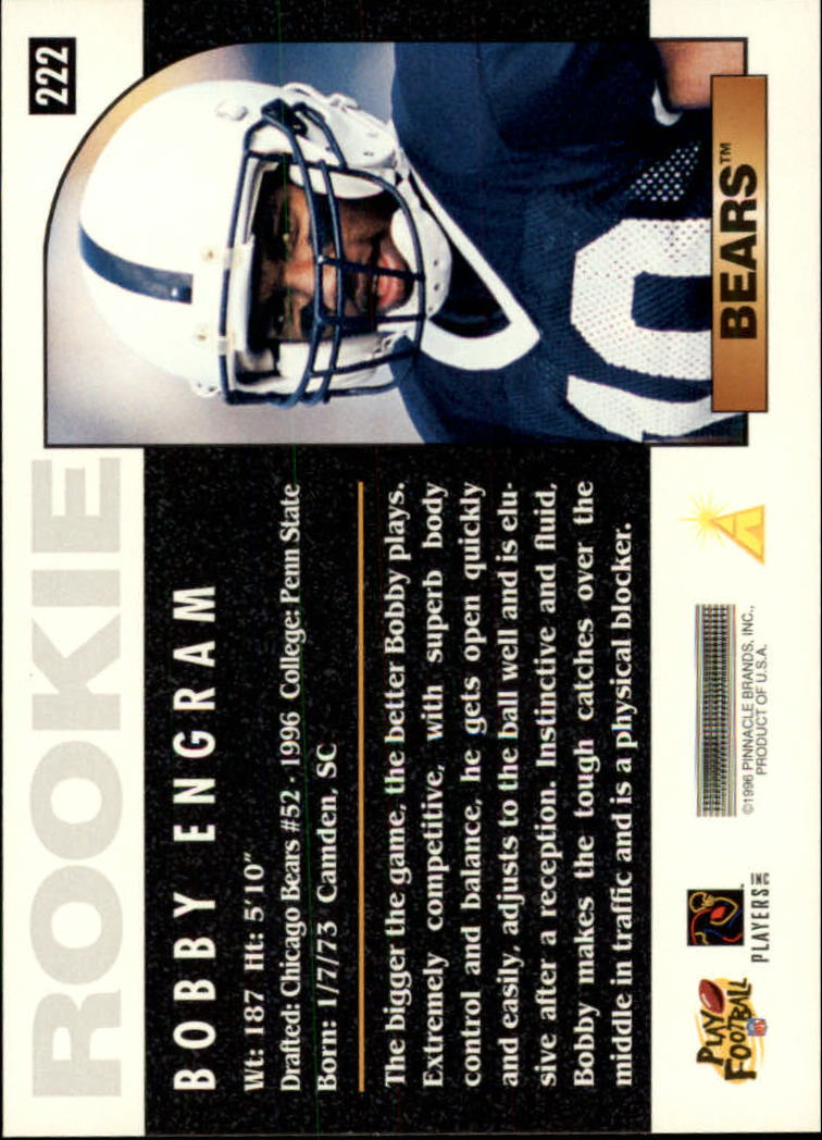 1996 Score #222 Bobby Engram RC back image