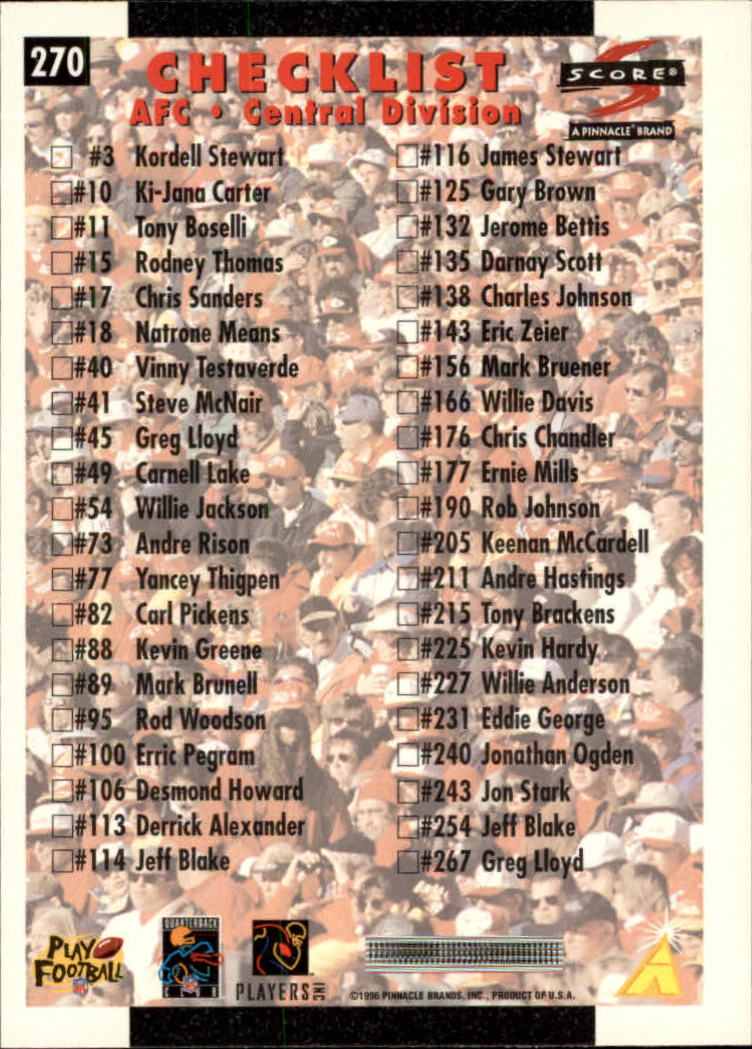 B2158- 1996 Score Football Cards 201-275 +Inserts -You Pick- 15+ FREE US SHIP - Picture 125 of 139
