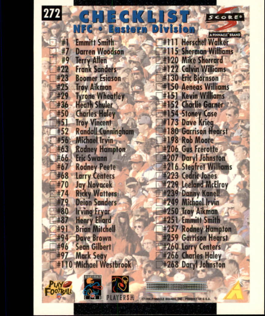 B2158- 1996 Score Football Cards 201-275 +Inserts -You Pick- 15+ FREE US SHIP - Picture 129 of 139
