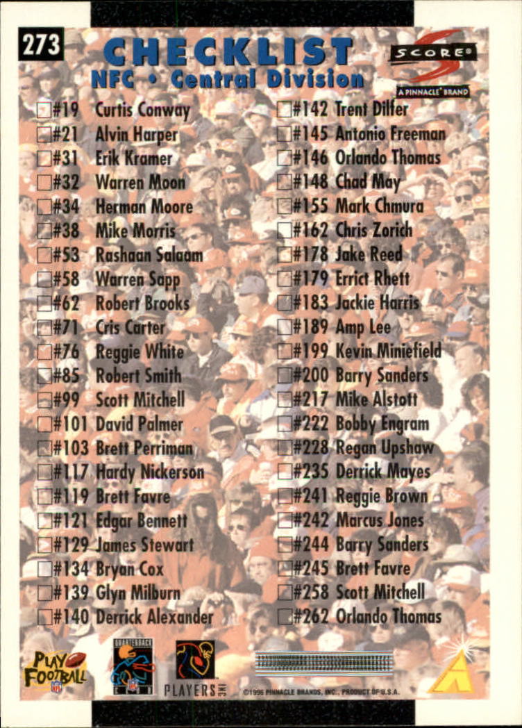 1996 Score #273 Brett Favre CL back image