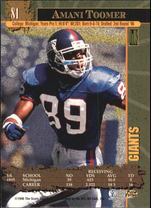 1996 Score Board NFL Lasers - #29 Rodney Peete