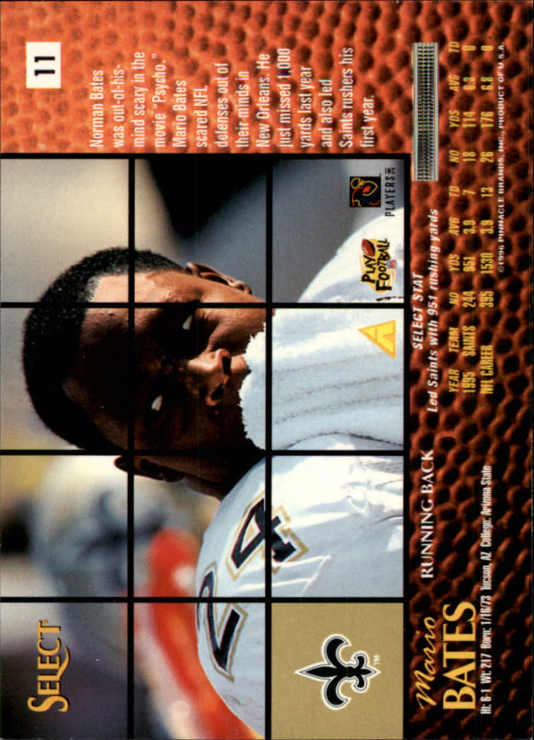 1996 Select #11 Mario Bates back image