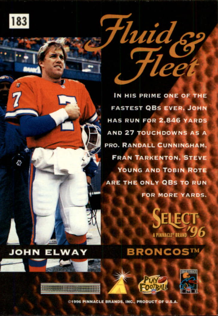 1996 Select #183 John Elway FF back image