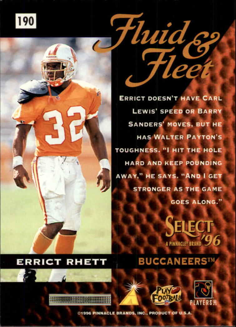 1996 Select #190 Errict Rhett FF back image
