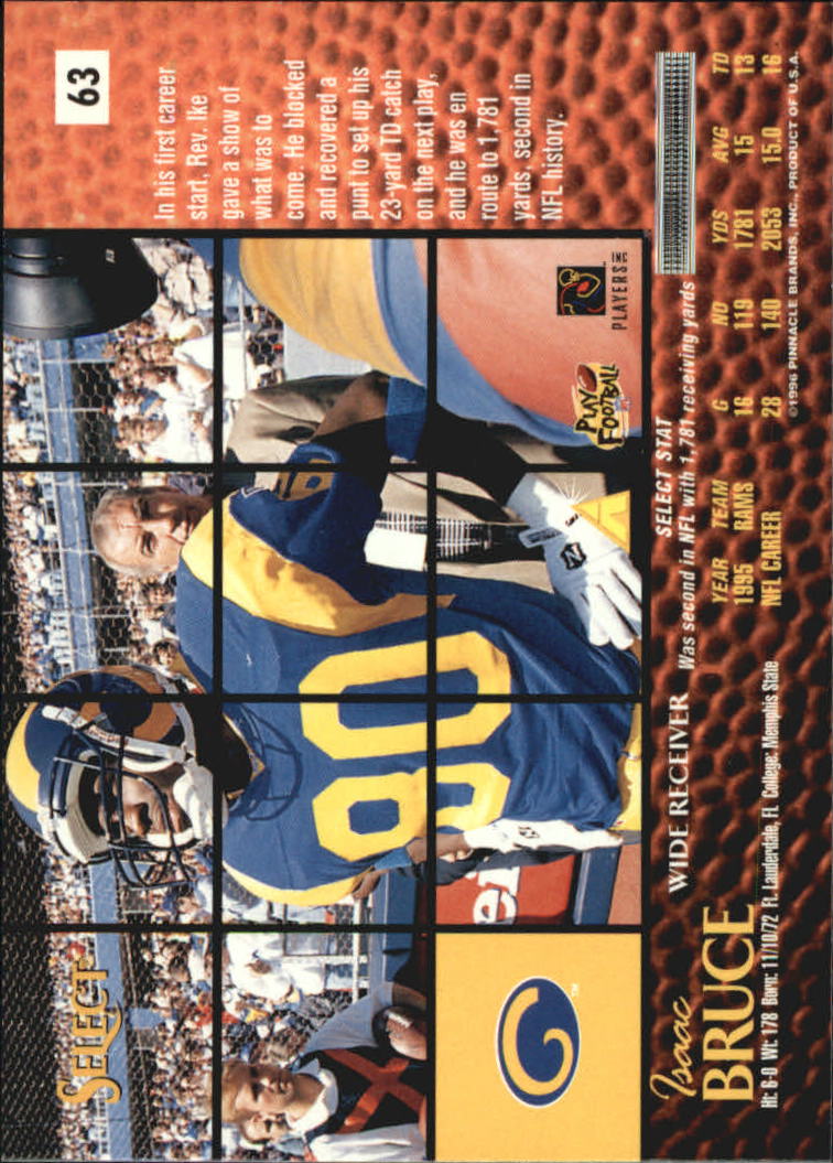 1996 Select Artist's Proofs #63 Isaac Bruce back image