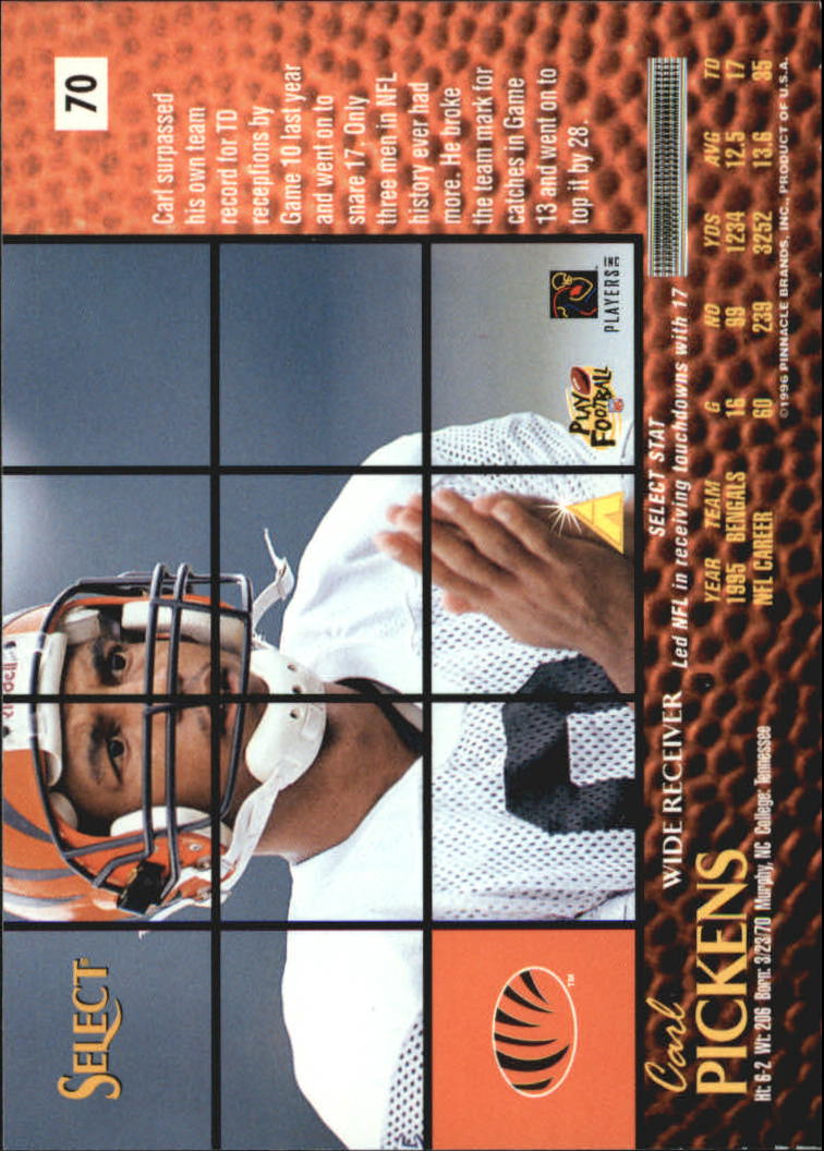 1996 Select Artist's Proofs #70 Carl Pickens back image