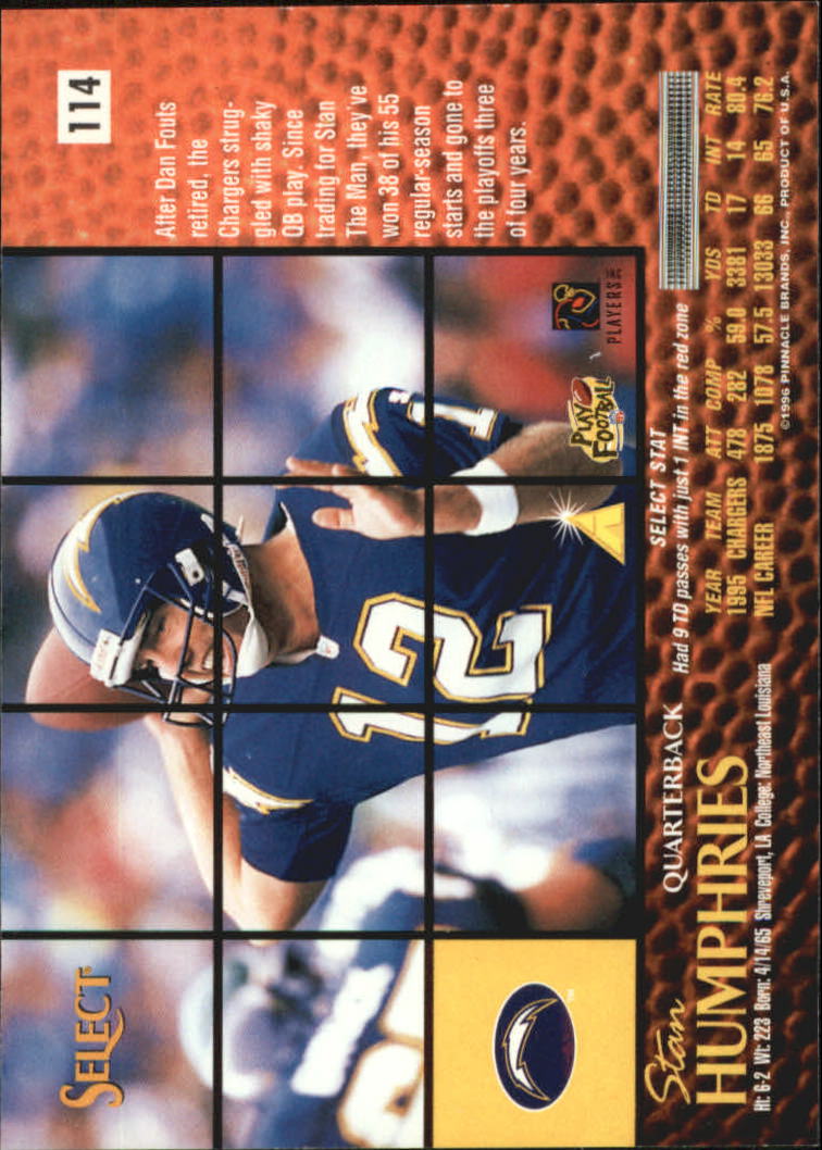 1996 Select Artist's Proofs #114 Stan Humphries back image