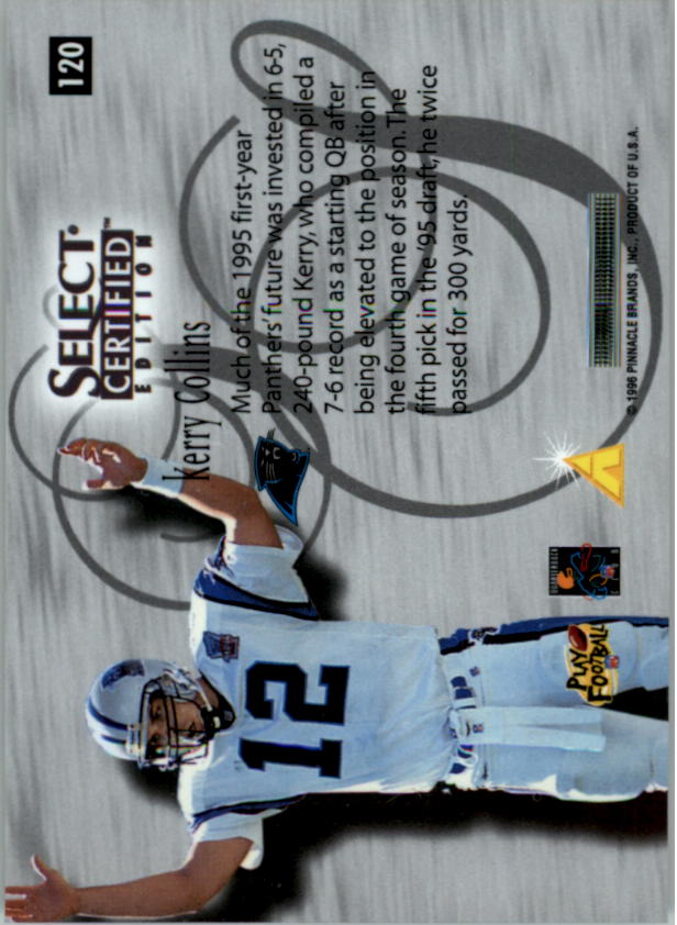 1996 Select Certified #120 Kerry Collins SS back image