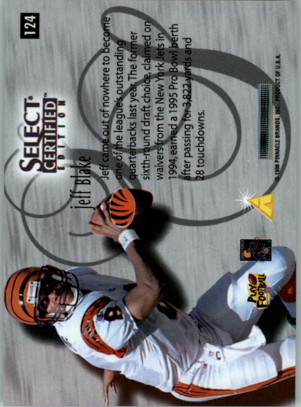 1996 Select Certified #124 Jeff Blake SS back image