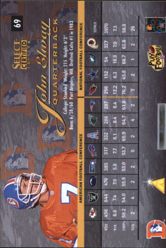 1996 Select Certified Artist's Proofs #69 John Elway