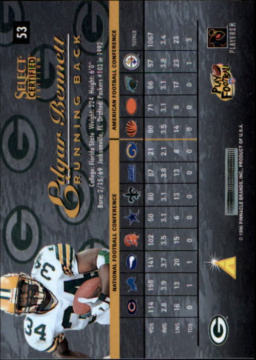 B3164- 1996 Select Certified Premium Stock FB Cards -You Pick- 15+ FREE US SHIP - Picture 105 of 245