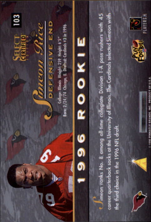 B3164- 1996 Select Certified Premium Stock FB Cards -You Pick- 15+ FREE US SHIP - Picture 201 of 245