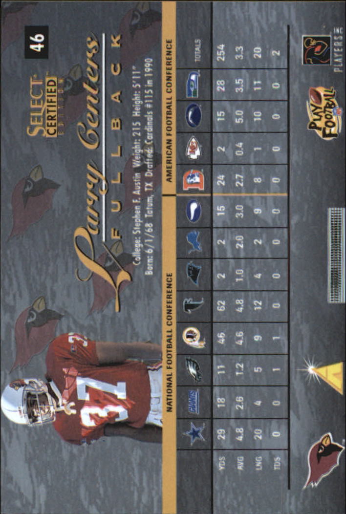 1996 Select Certified Red #46 Larry Centers back image