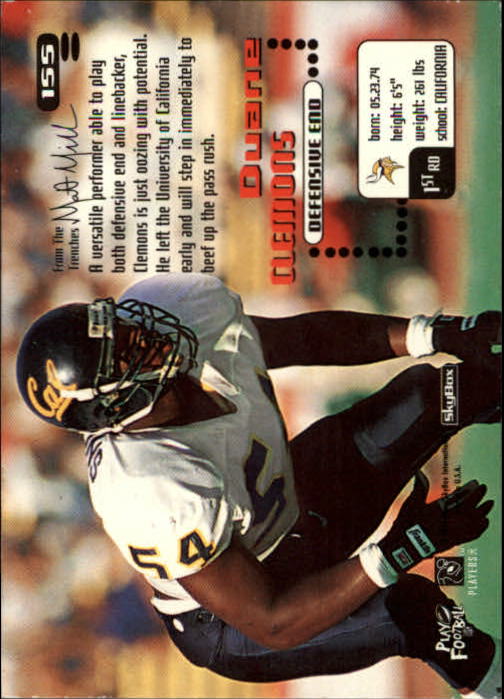 1996 SkyBox Impact #155 Duane Clemons RC back image