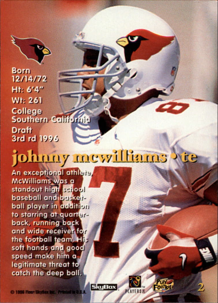1996 SkyBox Impact Rookies #2 Johnny McWilliams back image