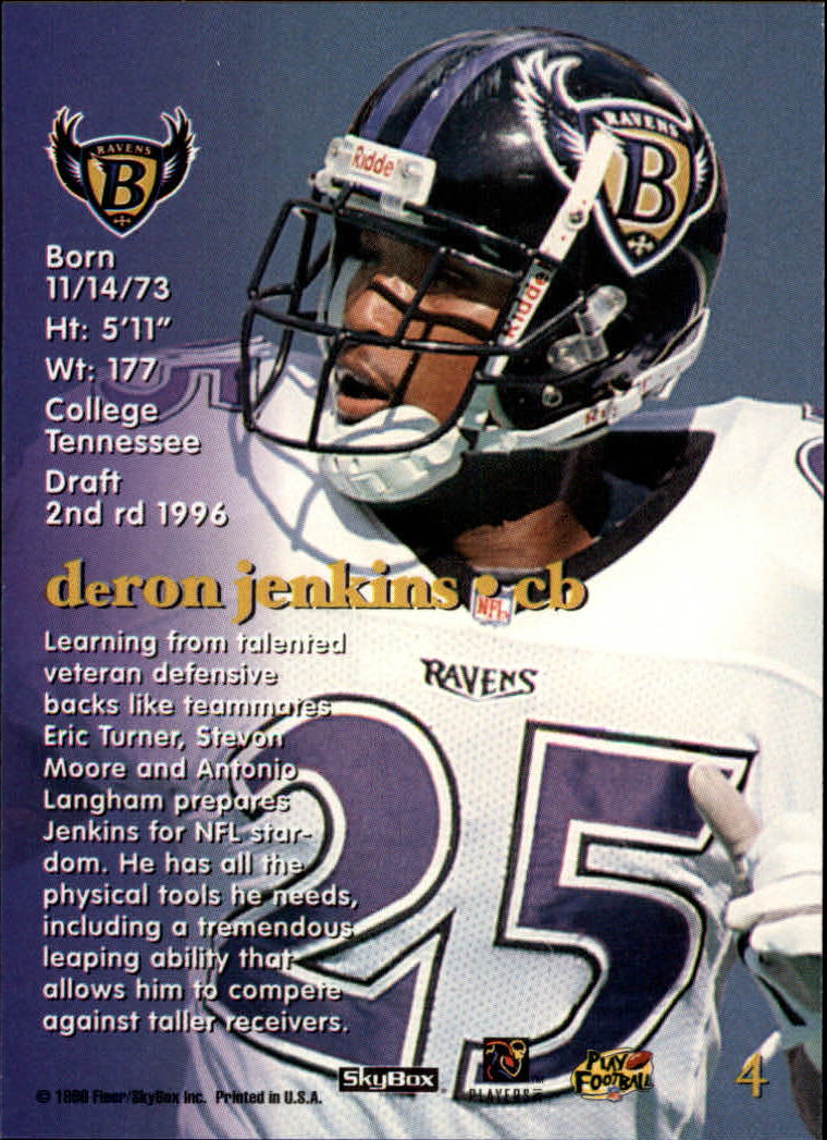 1996 SkyBox Impact Rookies #4 DeRon Jenkins back image