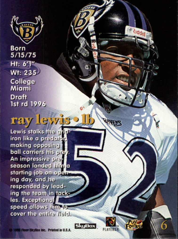 RAY LEWIS #139 1996 SCORE ALL SPORT PLUS PPF RAVENS ROOKIE RC