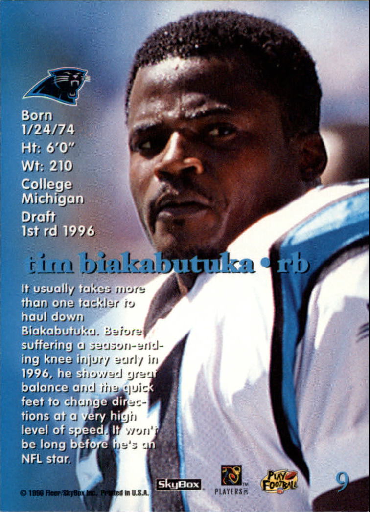 1996 SkyBox Impact Rookies #9 Tim Biakabutuka RC back image