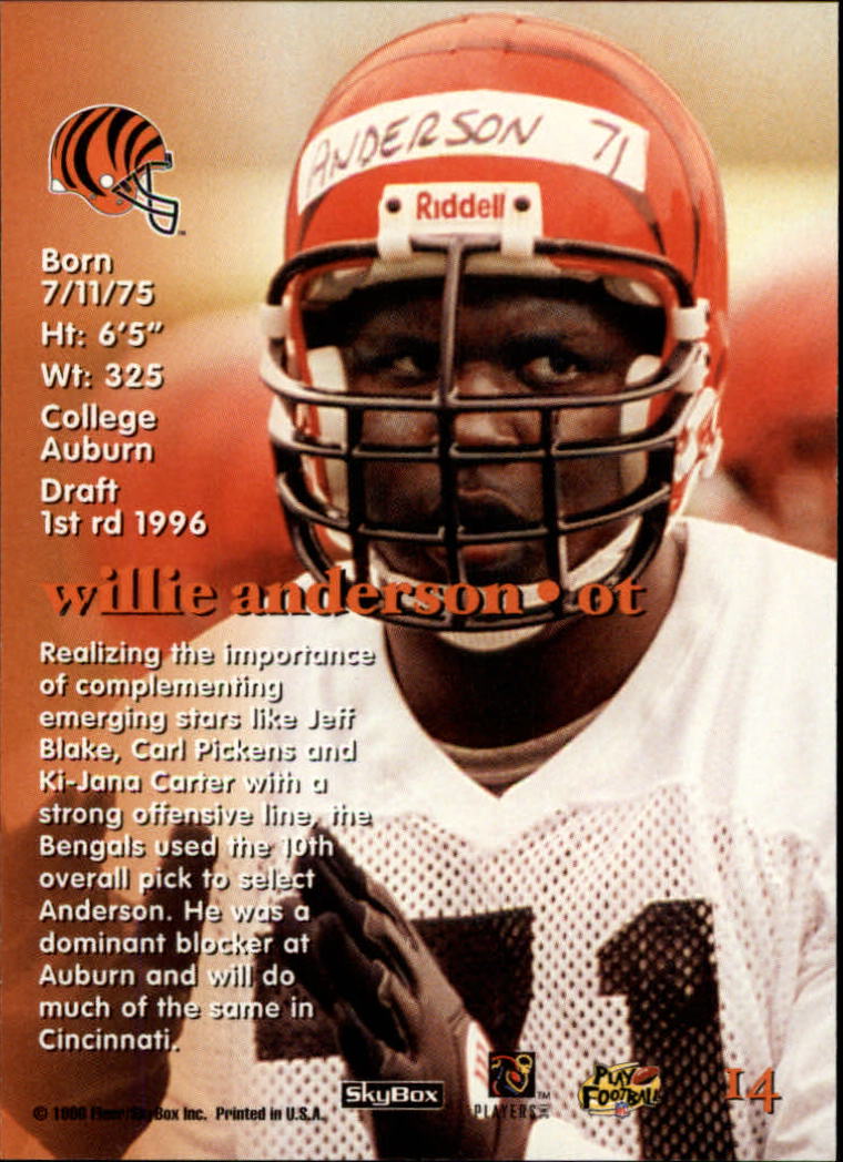 1996 SkyBox Impact Rookies #14 Willie Anderson back image