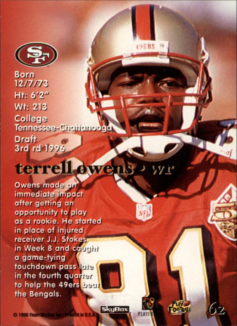1996 SkyBox Impact Rookies #62 Terrell Owens RC back image