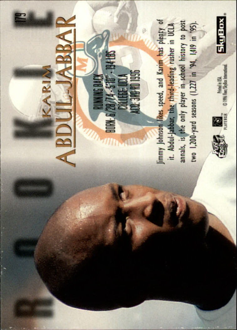 Karim Abdul-Jabbar 1996 Classic NFL Rookies #10 RC Running Back  UCLA/Dolphins