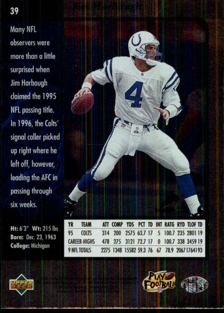 1996 SP #39 Jim Harbaugh - NM-MT - Burbank Sportscards | Beckett ...