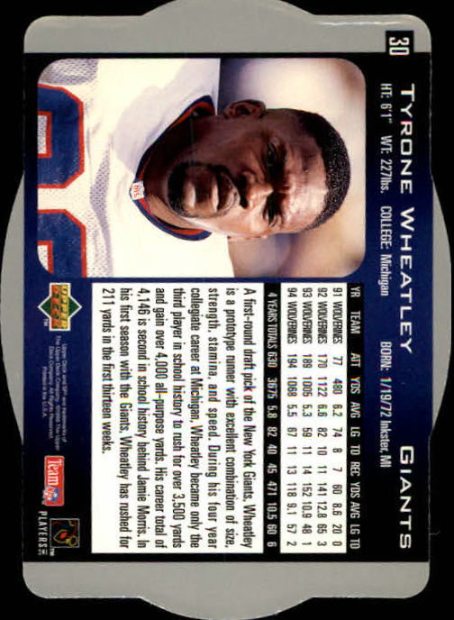 1996 SPx #30 Tyrone Wheatley back image