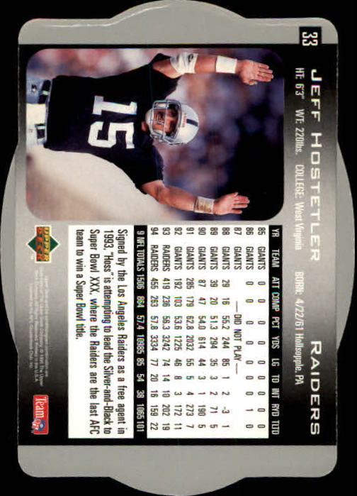 1996 SPx #33 Jeff Hostetler back image