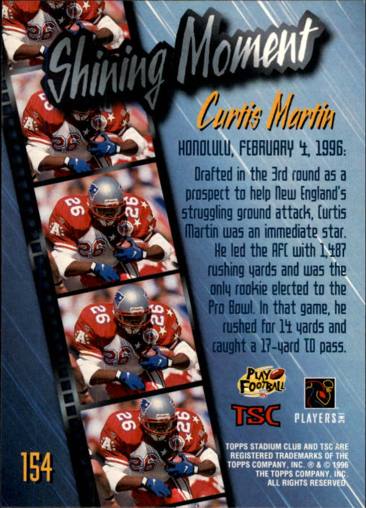 1996 Stadium Club #154 Curtis Martin SM SP back image