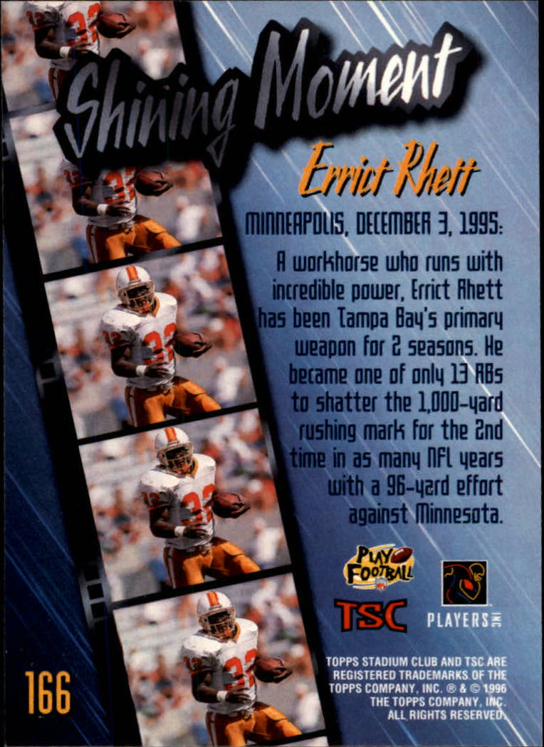 1996 Stadium Club #166 Errict Rhett SM SP back image