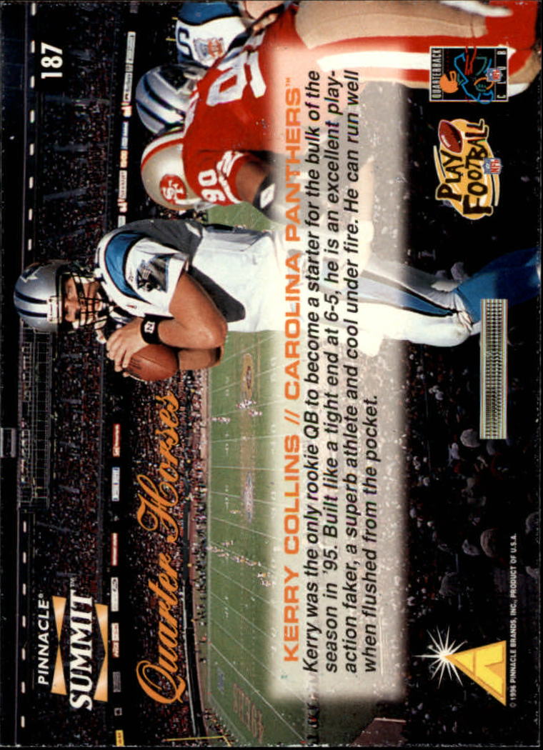 1996 Summit #187 Kerry Collins QH back image