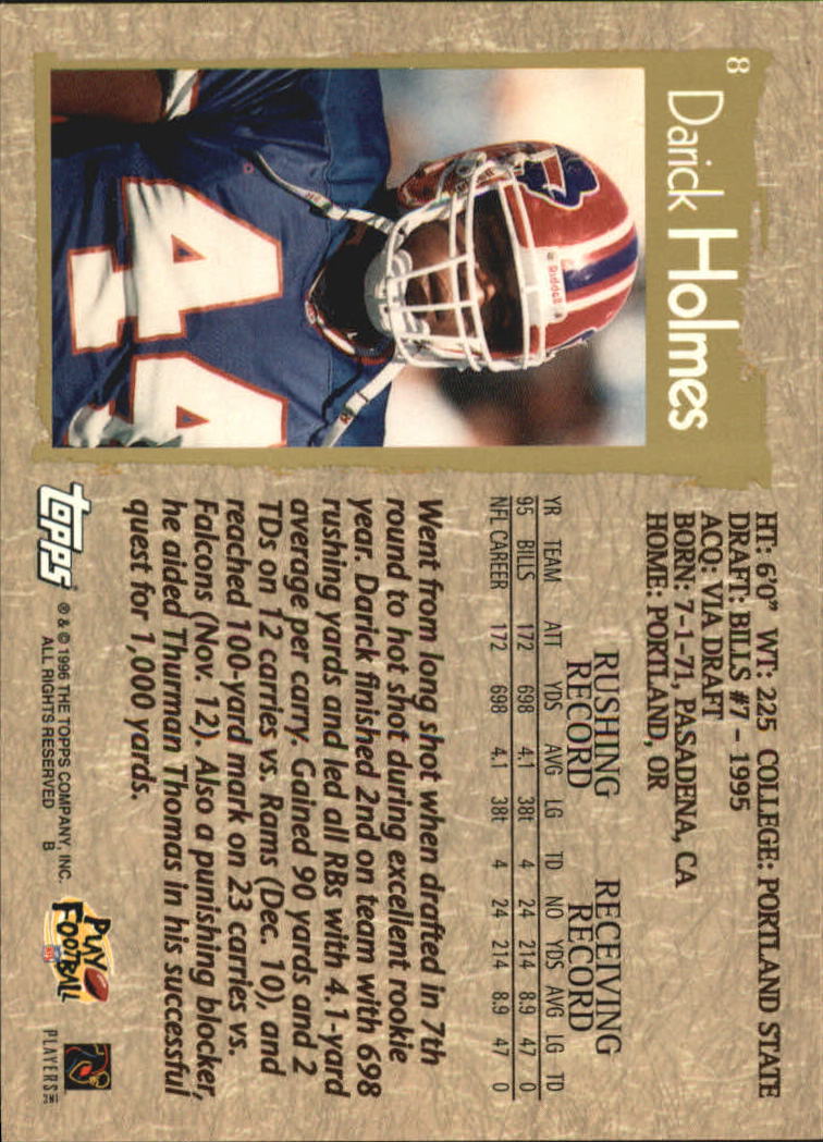 B0473- 1996 Topps Football Card #s 1-250 +Rookies -You Pick - 15+ FREE SHIP - Picture 15 of 439