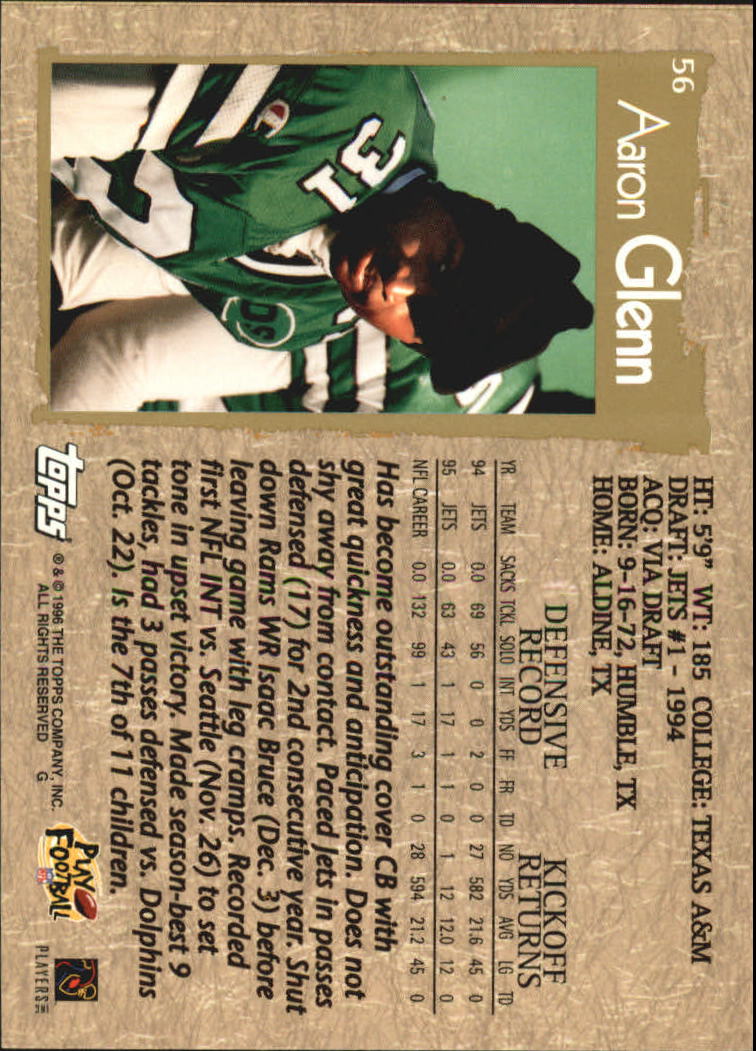 B0473- 1996 Topps Football Card #s 1-250 +Rookies -You Pick - 15+ FREE SHIP - Picture 107 of 439