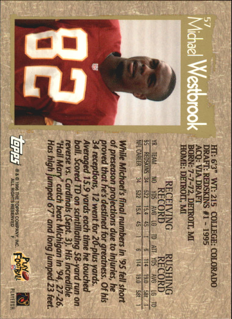 1996 Topps #57 Michael Westbrook back image