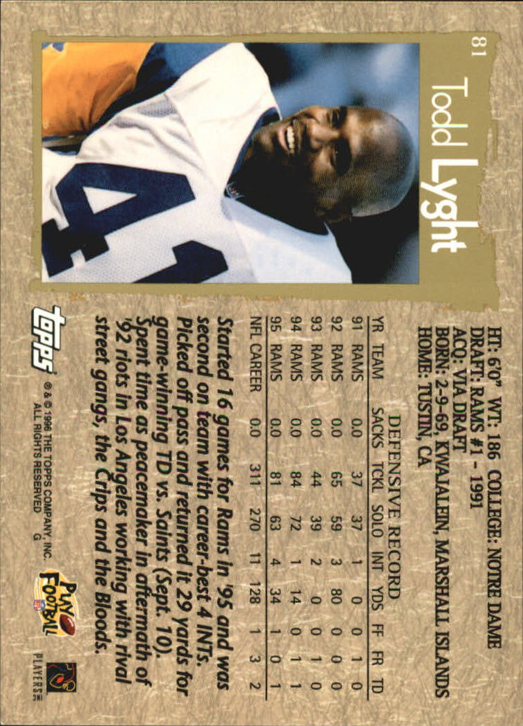 B0473- 1996 Topps Football Card #s 1-250 +Rookies -You Pick - 15+ FREE SHIP - Picture 151 of 439