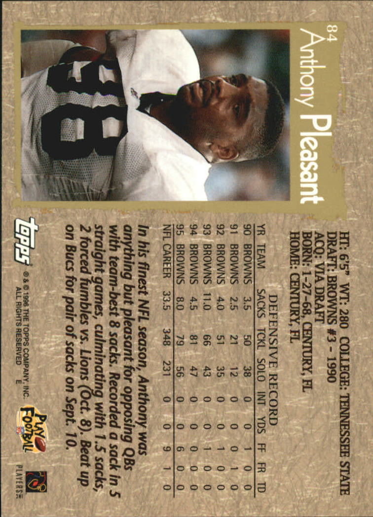 B0473- 1996 Topps Football Card #s 1-250 +Rookies -You Pick - 15+ FREE SHIP - Picture 157 of 439